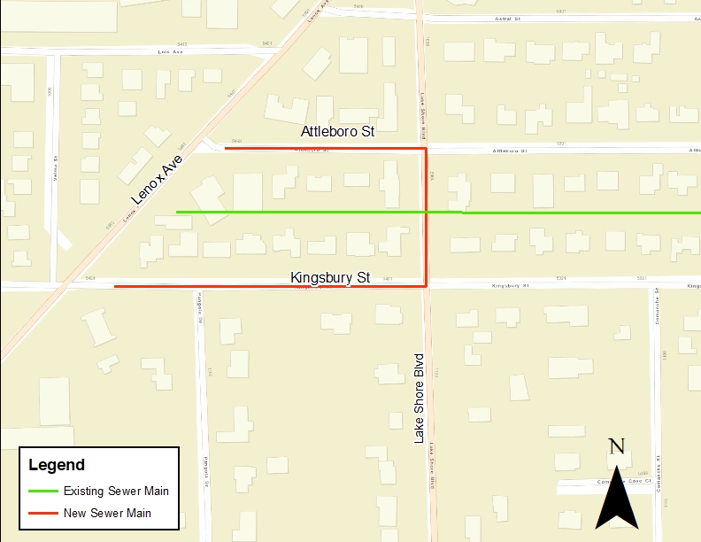 Kingsbury Street & Attleboro Street Proposed Sanitary Sewer Improvement Project - Map